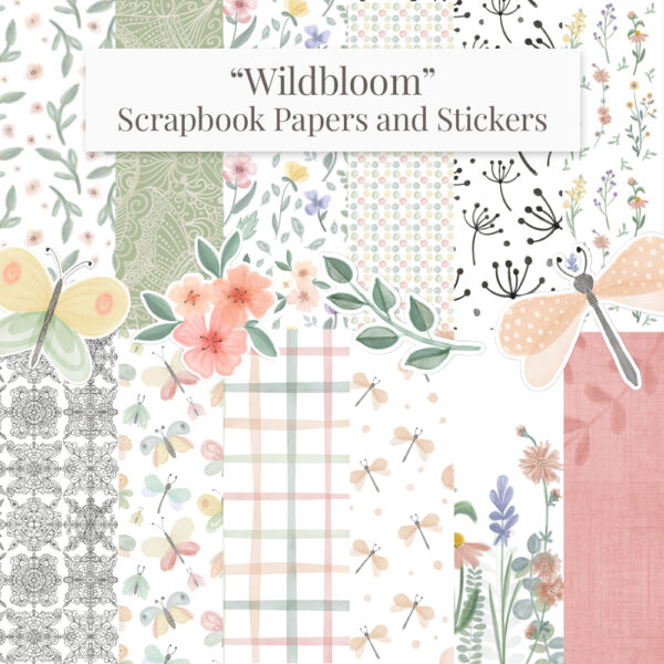 "WildBloom" Scrapbooking Printable Papers and Illustrations Collection.