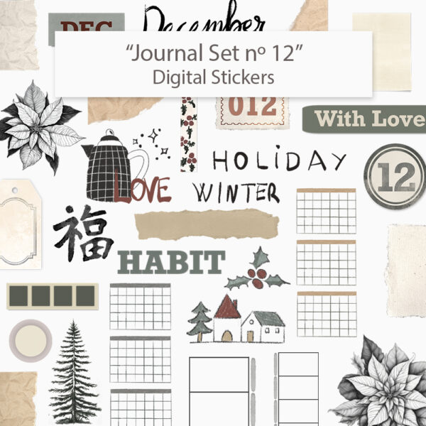 Journal Set  12. Digital Stickers.